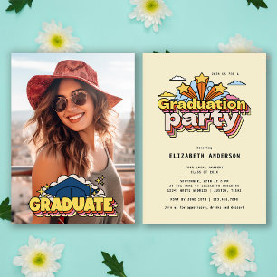 Invitation Retro Colorful Photo Graduation Party