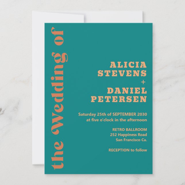 Invitation Retro colorful simple modern wedding  (Devant)