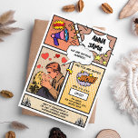 Invitation Retro Comic Book Superhero Mariage unique<br><div class="desc">Voici notre Faire-part de mariage Retro Comic Book, où l'amour est au centre de la scène de la manière la plus fantaisiste et charmante! Inspirée par l'allure nostalgique des bandes dessinées vintages et imprégnée de couleurs vibrantes, cette invitation n'est pas comme les autres, promettant une célébration dont les invités se...</div>