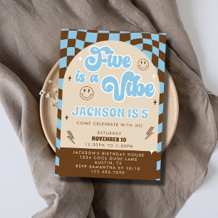 Invitation Retro Cool Five est une ambiance garçons fête d'an