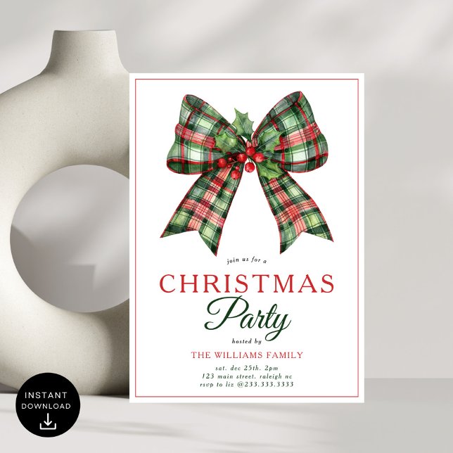 Invitation Retro Coquette Boitier Script Christmas Tree Party (Créateur téléchargé)