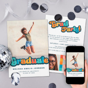 Invitation Retro couleur super 3 photo Grad Party informel