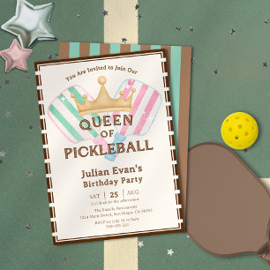 Invitation Retro County Club Queen of Pickleball Anniversaire