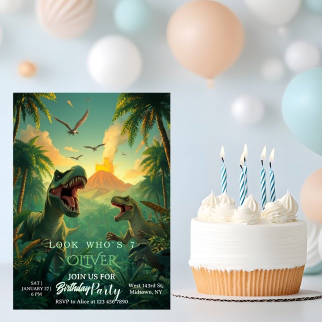 Invitation Retro Custom T-rex Dinosaur Kids Birthday  (Créateur téléchargé)