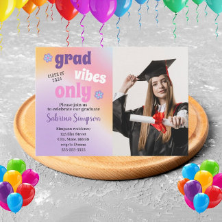 Invitation Retro Cute Photo Graduation des années