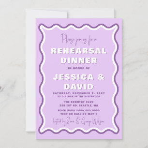 Invitation Retro Cute Wavy Purple Dîner De Répétition Photo