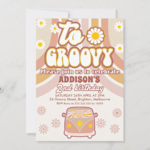 Invitation Retro Daisies Combi Deux Super 2e anniversaire
