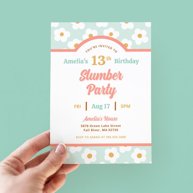 Invitation Retro Daisy Anniversaire de la fête du bois (Créateur téléchargé)