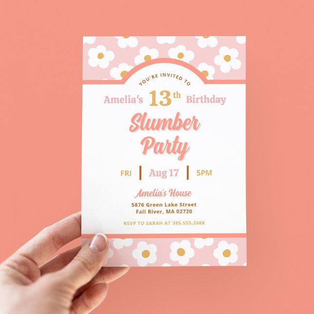 Invitation Retro Daisy Anniversaire de la fête du bois (Créateur téléchargé)