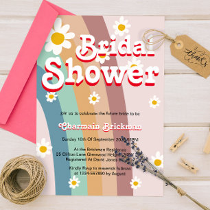 Invitation Retro Daisy blush rose arc-en-ciel douche nuptiale