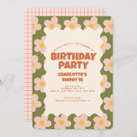 Invitation Retro Daisy Checker Sweet 16 fête d'anniversaire<br><div class="desc">Retro Daisy Checker Sweet 16 fête d'anniversaire</div>