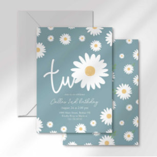 Invitation Retro Daisy Deux Anniversaire Groovy Deuxième