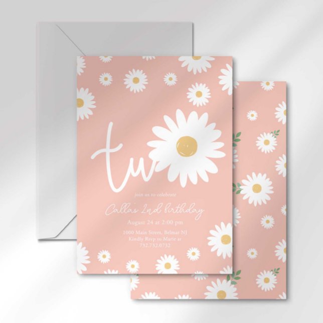 Invitation Rétro Daisy Deux Groovy Deuxième Anniversaire (Créateur téléchargé)