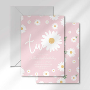 Invitation Rétro Daisy Deux Groovy Deuxième Anniversaire