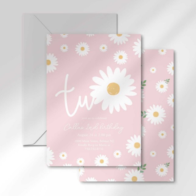Invitation Rétro Daisy Deux Groovy Deuxième Anniversaire (Créateur téléchargé)