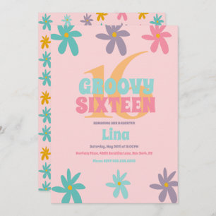 Invitation Retro Daisy Flower Sweet 16 fête d'anniversaire