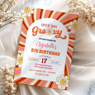 Invitation Retro Daisy Obtenons Super fête d'anniversaire des