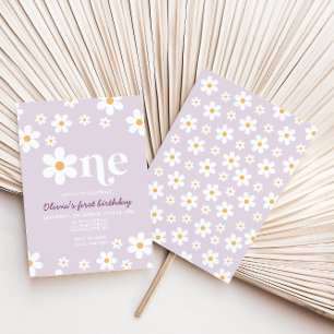 Invitation Retro Daisy One Floral 1er Anniversaire