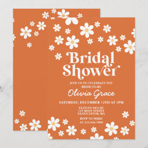 Invitation Retro Daisy Orange Brûlé Enterrement de Vie de Jeu
