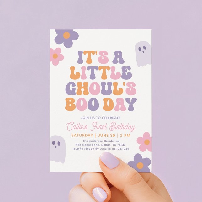 Invitation Retro Daisy Petits Fantômes Jour de Boo Fille Anni (Créateur téléchargé)
