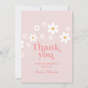 Invitation Retro Daisy Pink boho merci pour