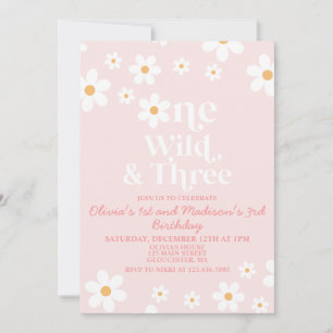 Invitation Retro Daisy Un Sauvage et trois Anniversaire