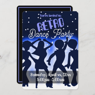 Invitation Retro Dance Party Bleu