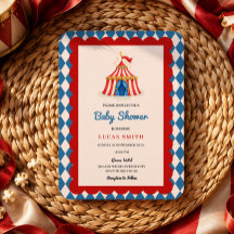 Invitation rétro de baby shower Cirque Carnaval
