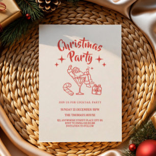 Invitation rétro de fête de Noël avec le Père Noël