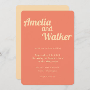 Invitation Retro Delight Peach et Apricot Mariage