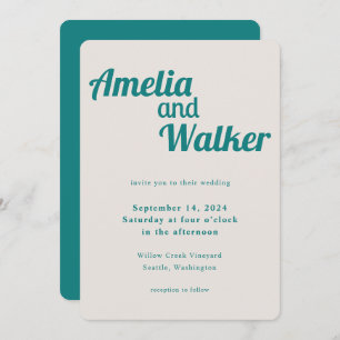 Invitation Retro Delight Turquoise Cream Mariage