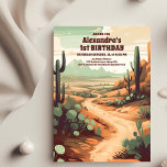 Invitation Retro Desert Cactus 1er anniversaire<br><div class="desc">Découvrez l'esprit vibrant du Sud-Ouest et la joie de la première année de votre petit avec notre Photo Retro Desert Cactus 1st Birthday Invitation. Cette invitation n'est pas seulement un bout de papier, c'est un souvenir précieux en préparation. Imaginez une invitation agrémentée d'une délicieuse photo de votre petit et de...</div>