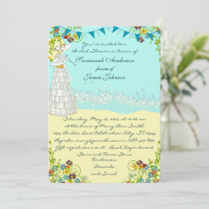Invitation Retro Destination Beach Wedding Bridal Shower