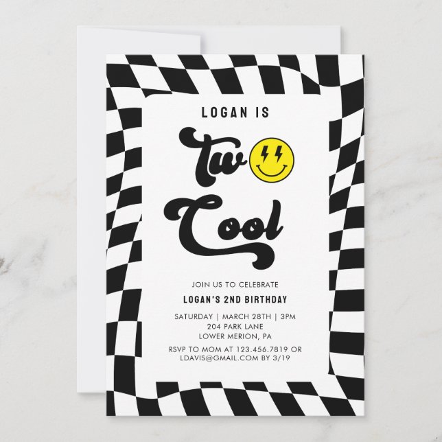Invitation Retro Deux Cool Wavy Skateboard 2e anniversaire (Devant)
