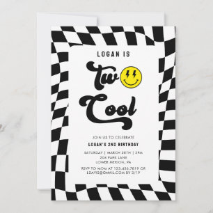 Invitation Retro Deux Cool Wavy Skateboard 2e anniversaire