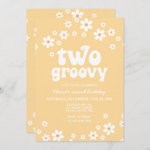 Invitation Retro Deux marguerite Super boho floral deuxième a