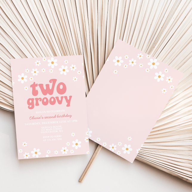 Invitation Retro Deux marguerite Super boho floral deuxième a (Créateur téléchargé)