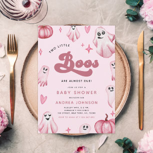 Invitation Retro Deux Petits Boos Ghost Girl Twins Baby showe
