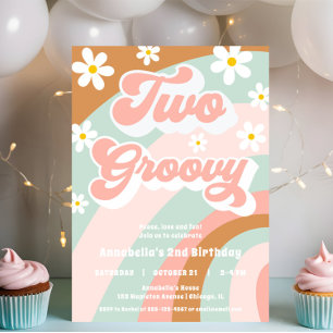 Invitation Retro DEUX super pastels de 2ème anniversaire fill