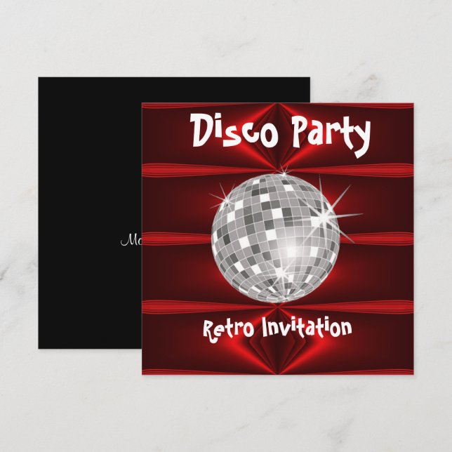 Invitation Retro Disco Party (Devant / Derrière)