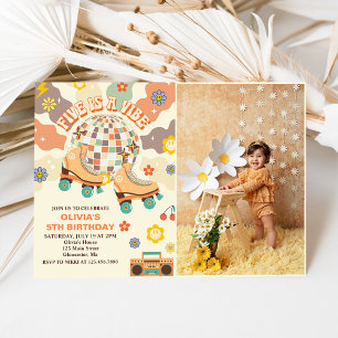 Invitation Retro Disco Roller Skate 5e anniversaire Photo