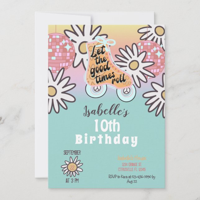 Invitation Retro Disco Roller Skate Party (Devant)