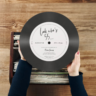 Invitation Rétro disque vinyle regarde qui a 55 ans, 55e anni
