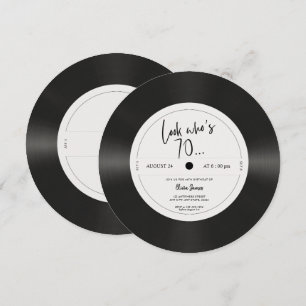 Invitation Rétro disque vinyle regarde qui a 70 ans, 70e anni