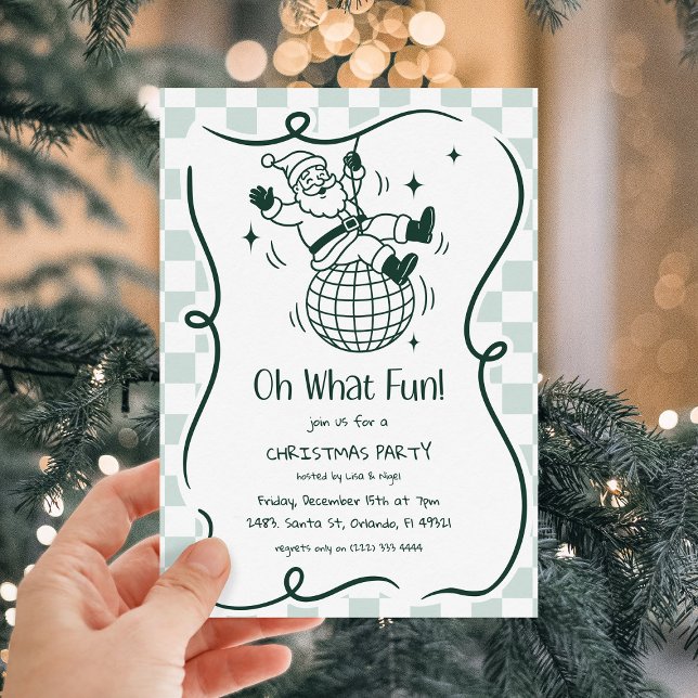 Invitation Retro Doodle Disco Père Noël Fête de Noël (Créateur téléchargé)
