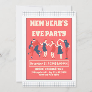 Invitation rétro du réveillon du Nouvel An