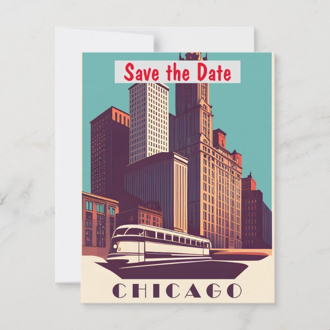 Invitation Rétro du Tramway de la Ville de Chicago (Devant)