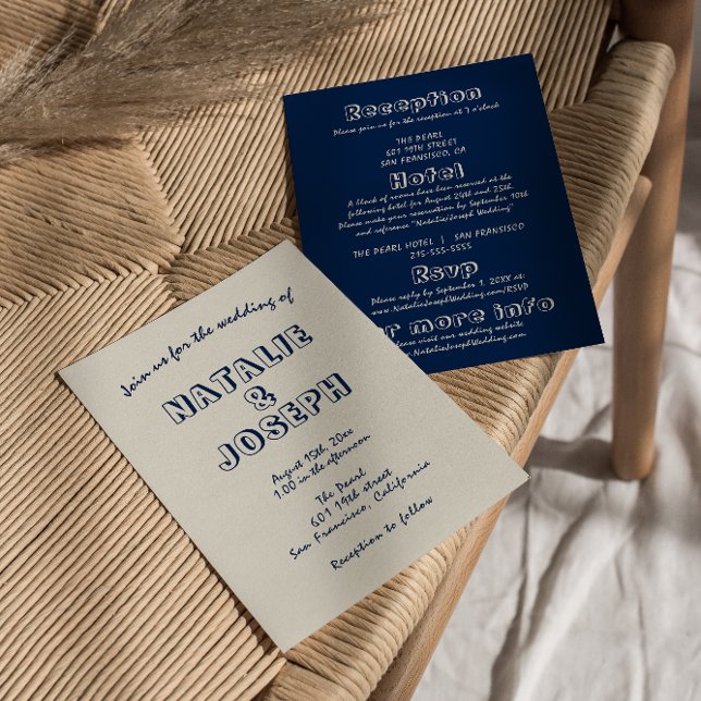 Invitation Rétro Écrit À La Main Moderne Tout En Un Mariage (Créateur téléchargé)