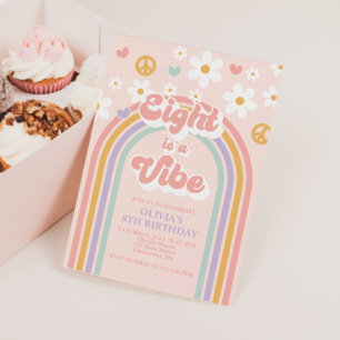 Invitation Retro Eight est un Vibe Rainbow 8e anniversaire