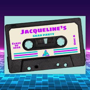 Invitation Retro Eighties Mix Tape 2025 Graduation Party